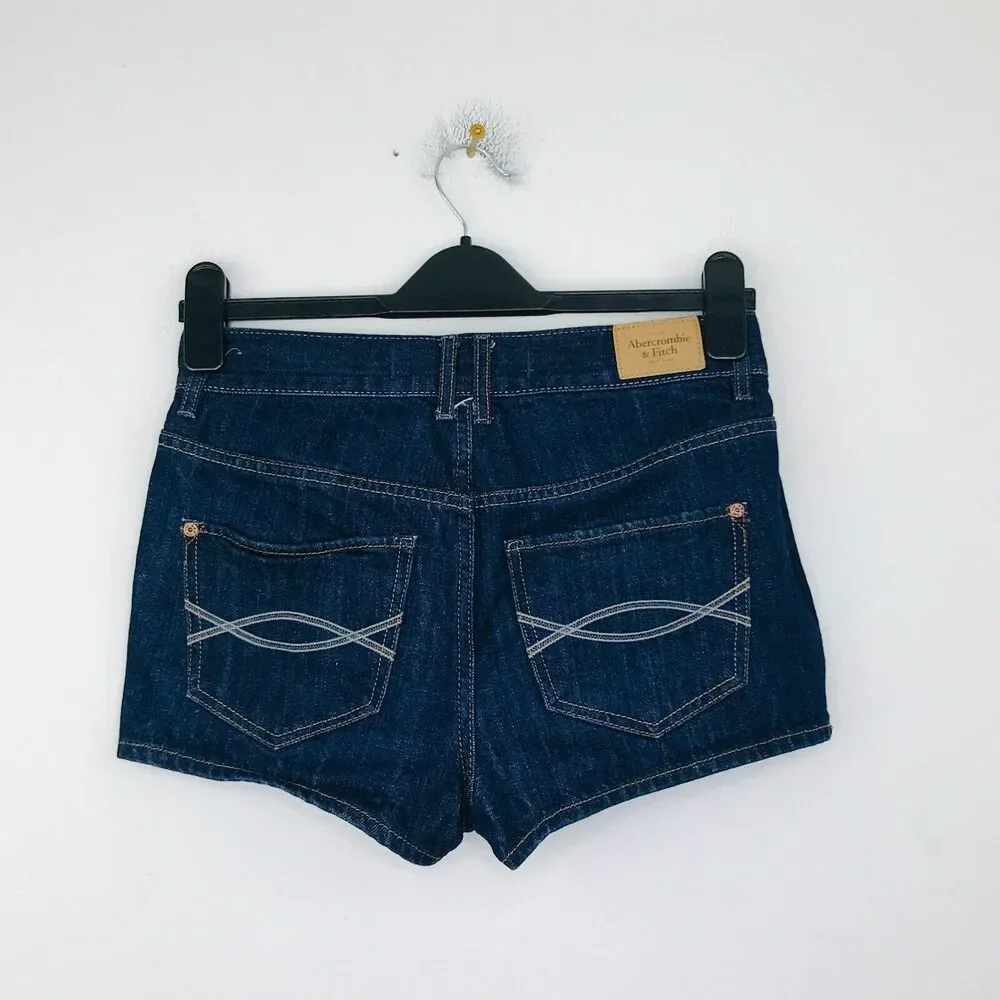 Abercrombie Women's 2 Denim Shorts Blue Dark Wash Mid Rise Hot Pants CE27